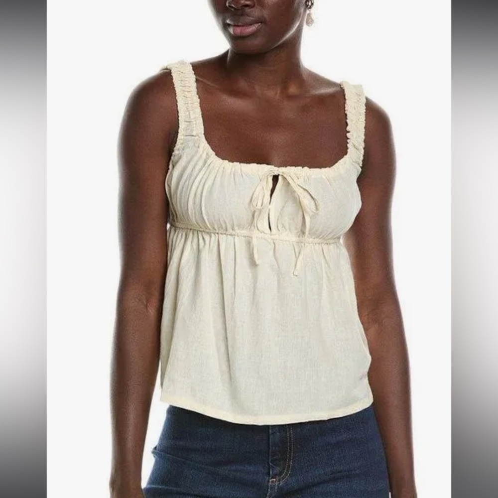 NWT  WeWoreWhat Tie-Front Linen-Blend Cami Top/ Antique White   Size:S, M